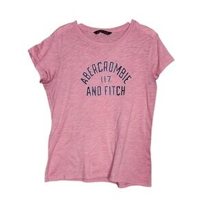 Abercrombie & Fitch Pink T-Shirt Tee Short Sleeve Graphic Print Crew Neck Y2K S